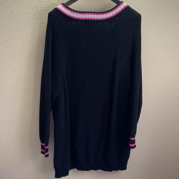 Express Women Oversized Black Raglan Tunic V-Neck Hi and low Sweater Size M - Picture 6 of 9